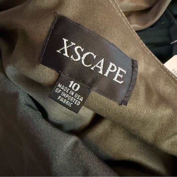 XSCAPE Women's Asymmetric One-Shoulder Satin Gown Moss Sz 10 - Picture 7 of 9